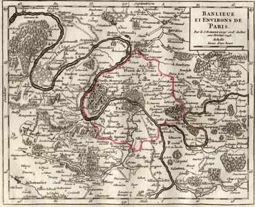 ROBERT DE VAUGONDY, Gilles (1688-1766): - Banlieue et environs de Paris. Par le S. Robert Geog. ord. du Roi.