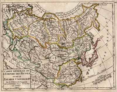 ROBERT DE VAUGONDY, Didier (1723-1786): - Carte gnrale de l'Empire des Russes et de la Tatarie Universelle. Par le Sr. Robert de Vaugondy fils de Mr. Robert Geog. ord. du Roi.