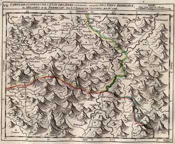 ROBERT DE VAUGONDY, Gilles (1688-1766): - Carte des confins l'Etat de Gnes, o se trouve une partie des Fiefs Imperiaux du Milanez et du Parmesan.
