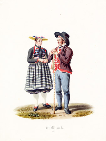 Lory fils / Moritz F.-W.: - Entlibuch. Couple de paysan.  Costumes Suisses par G. Lory fils et F.-W. Moritz.