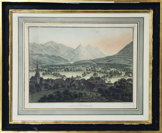 THOMANN, H.(1748-1794), dessin et grav par : - Stans. (Stanz) Capitale du Canton Unterwalden contre le Rigui (sic).