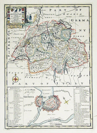 BOWEN, Emanuel: - A new & accurate map of Switzerland with its Allies and Subjects. Composed from the most approved maps &c. and regulated by astronom. observations.