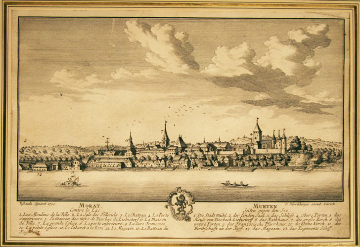 HERRLIBERGER, D. exc., nach VISSAULA (del. 1755): - Morat. Contre le Lac / Murten. Seite gegen den See.