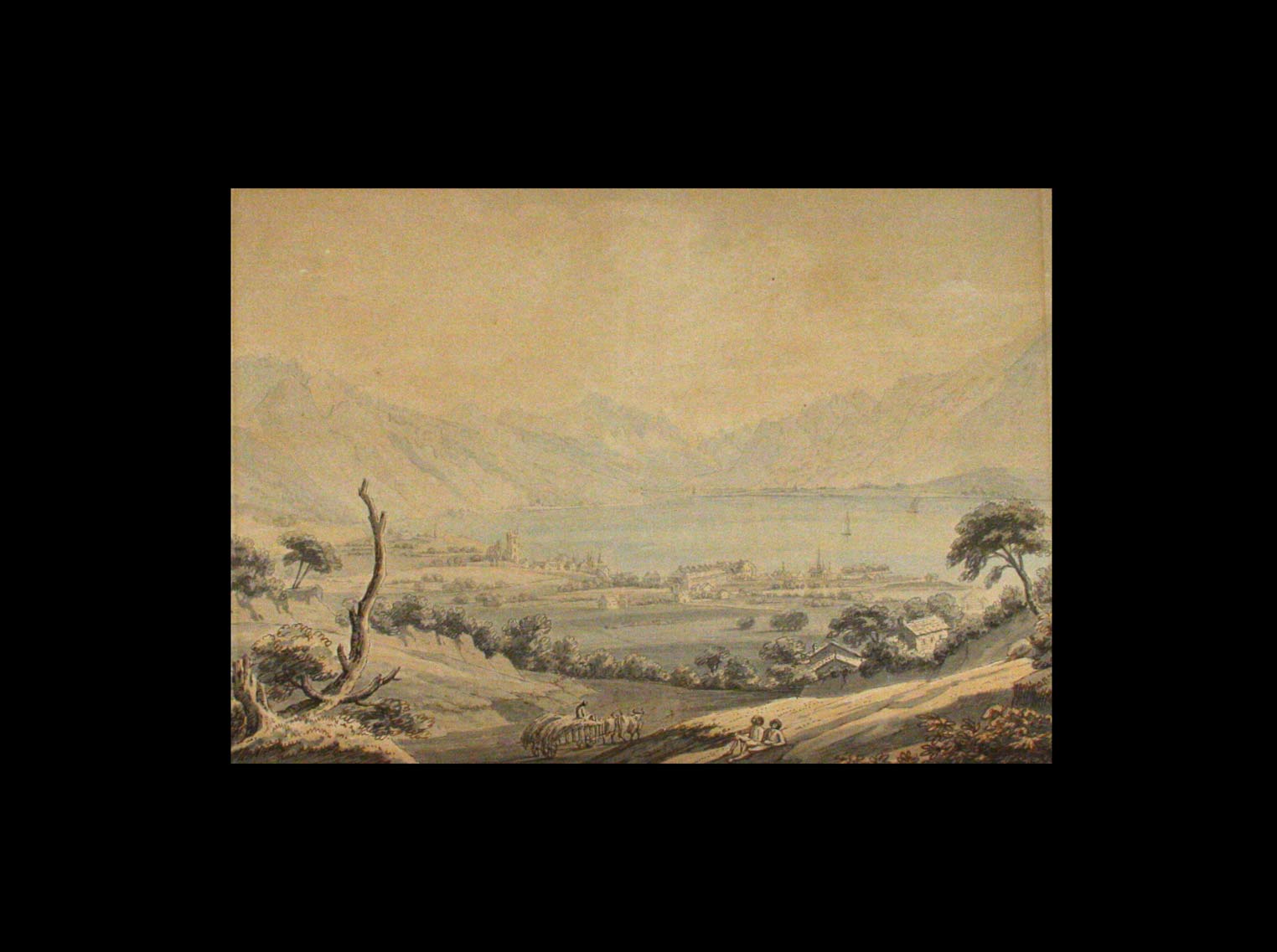 LODER, Matthaeus (1781-1828): - Vue du Lac Lman vers Vevey et les Alpes de Savoie.