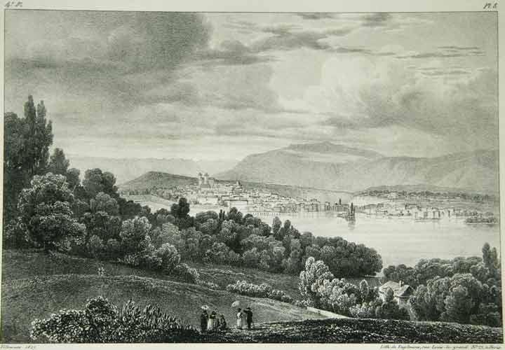 VILLENEUVE: - Vue de Genve Prise de la Colline de Cologny.