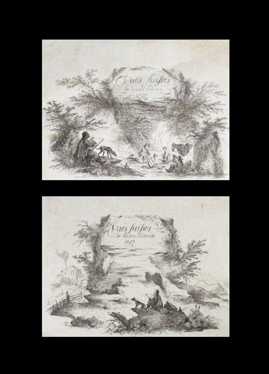 DRINGER, Daniel (1720-1786): - Vus Suisses de divers Endroits (nur 2 Titelbltter aus einer Srie von 20 Blatt).