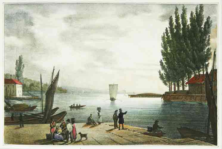 VILLAIN lith. daprs PINGRET, E del.: - Vue du Lac de Neuchatel.