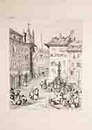  - Lausanne Lithogr. n/bl. (sur chine appliqu avec un num.  'N 39' avec initiales I.E.A.D. et 'Lausanne' (Vue anime du vieux Lausanne).