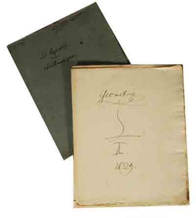 AGASSIZ, L. (Louis) (1807-1873): - Carnet manuscrit sur papier bleu/gris et blanc lors de ses etudes an Allemagne. 'Ls. Agassiz  'Arithmtique' - Geometrie - Mathmatik.