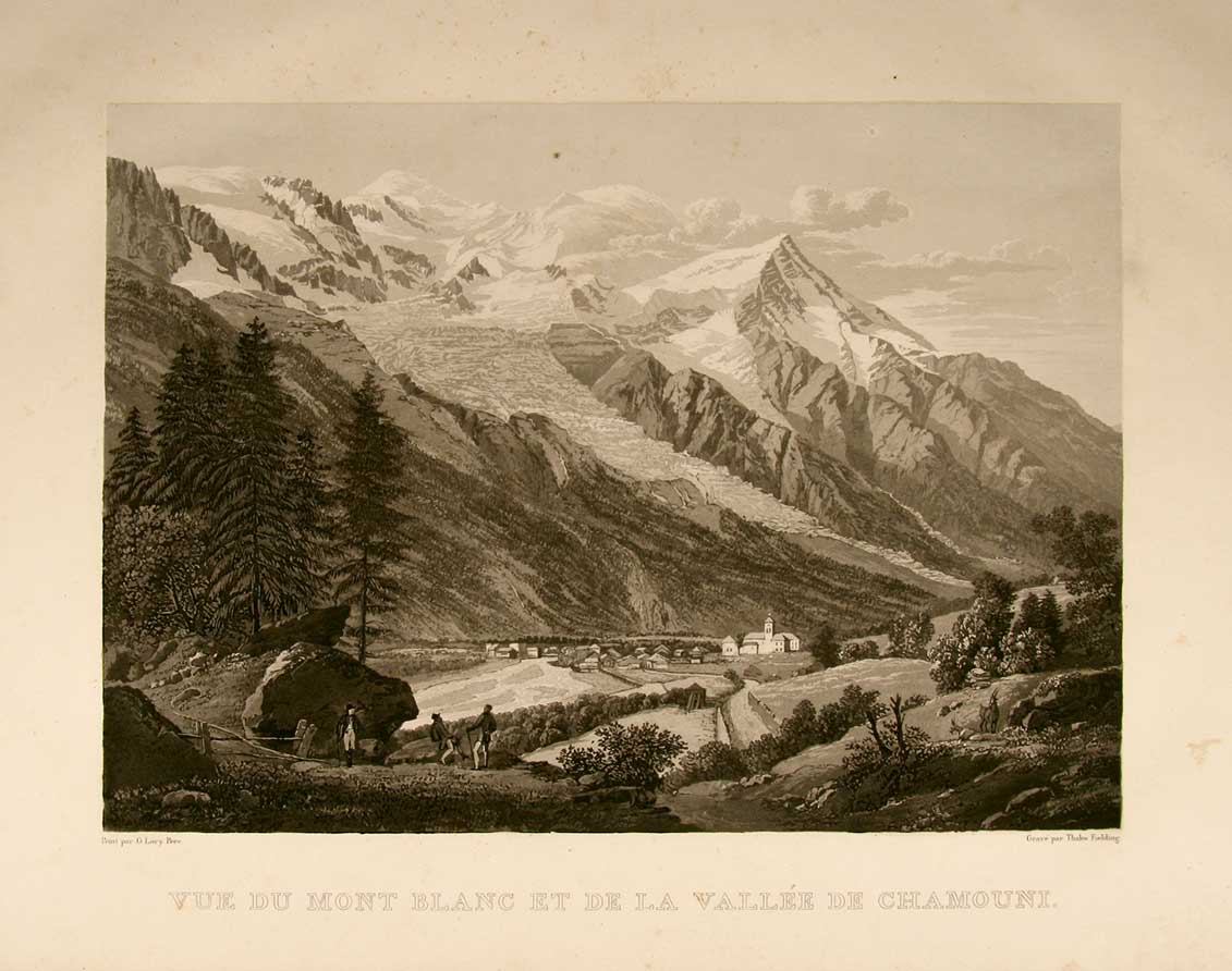 LORY, G. (Pre)  (peint par) / THALES FIELDING, (grav par): - Vue du Mont Blanc et de la Valle de Chamouni.