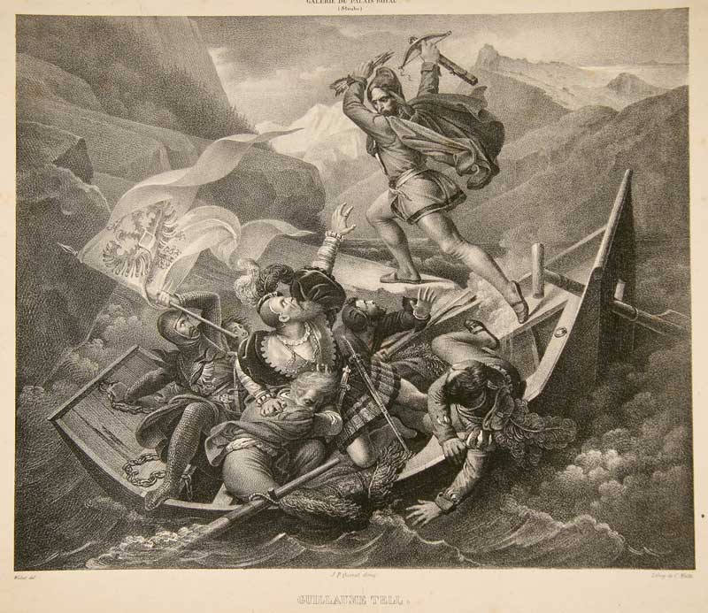 TELL, Guillaume - (Tell, Wilhelm) - WEBER del. - MOTTE, C. lithog. - Guillaume Tell. Poussant le bateau...