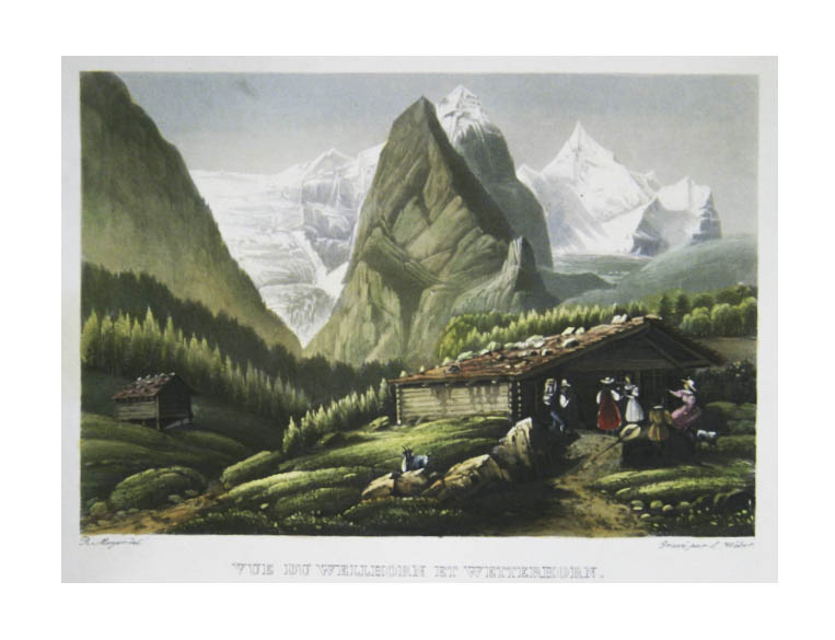 MEYER, R. del / WBER, L. grav par: - Vue du Wellhorn et Wetterhorn. WEBER sc. d'aprs Meyer del.: