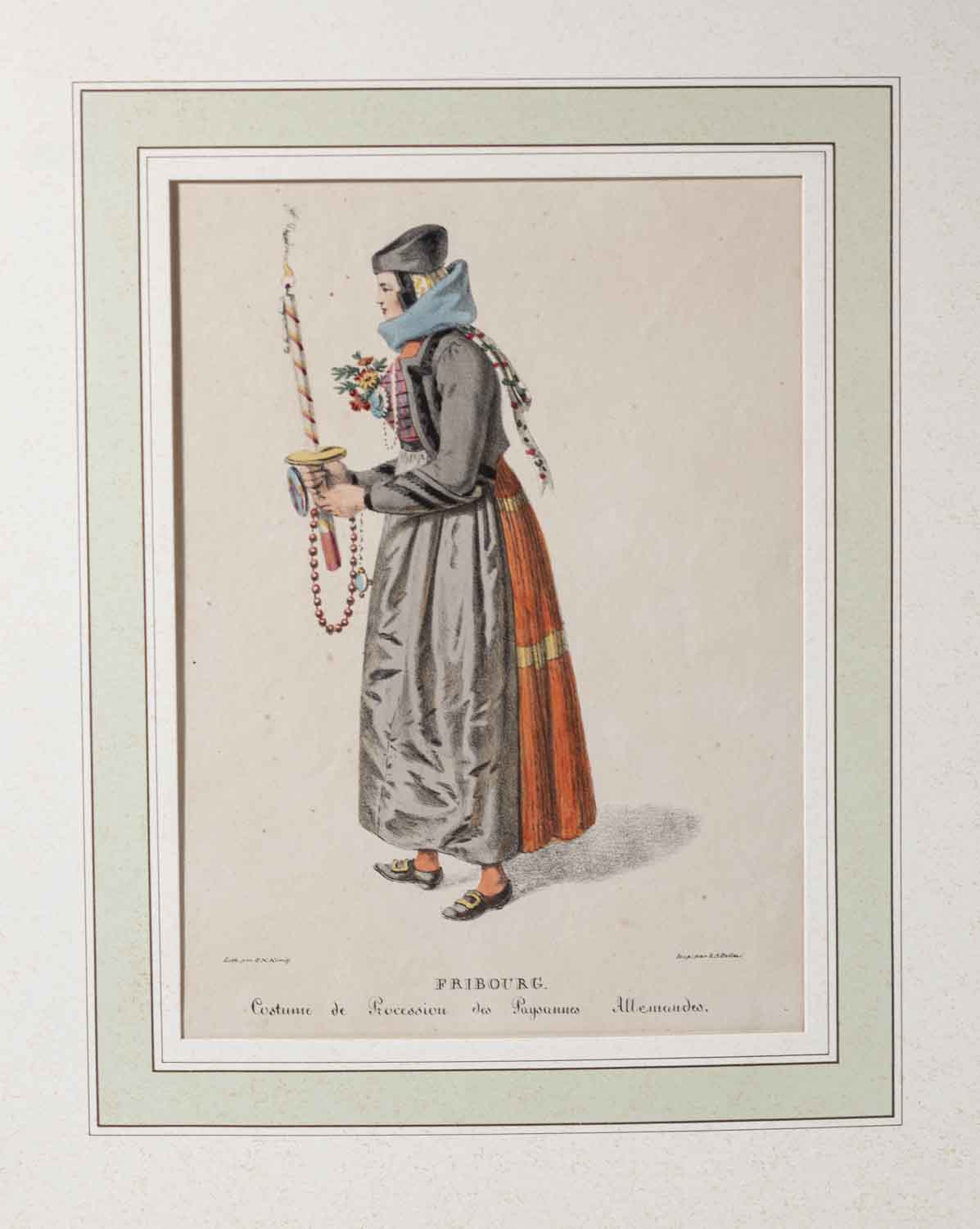 KOENIG, Niklaus (1765-1832) (Lith.): - Fribourg. Costume de Procession des Paysannes Allemandes.
