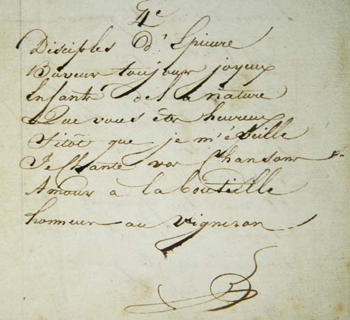  - Recueil de pomes, d'histoires drles et de proverbes (signs 'T.S.V.J'). Document manuscrit (France, XIXe).