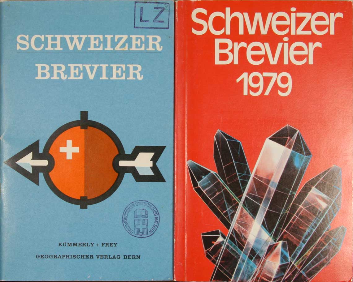  - Schweizer Brevier. 2 Bde zus.: 1) Ausgabe 1966. Seine Heimat kennen heisst sie lieben. 69 S., ill. + 4 Tafeln 2) Schweiz Suisse Svizzera Switzerland. Ausg. 1979.