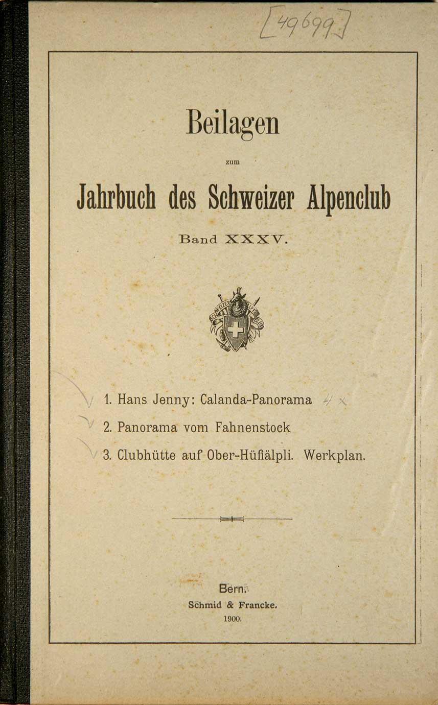 S.A.C. - Jahrbuch des Schweizer Alpenclub. 35. Jahrgang. Nur Beilagen.