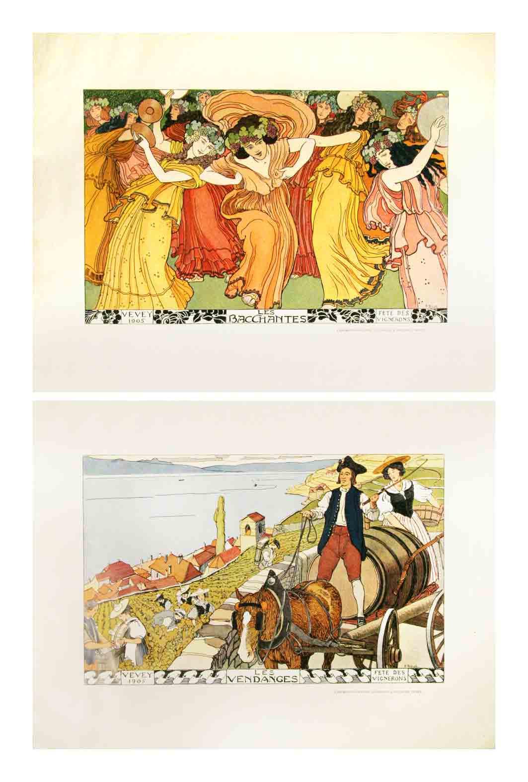 BIELER, E. (Ernest) 1863-1948): - Fte des Vignerons 1905. 15 (de 16)  Estampes par Ernest Bieler.