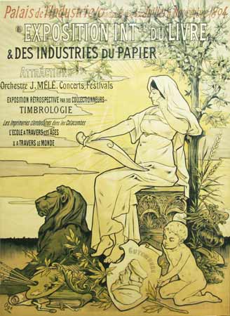 OG, Eugne. - - Affiche originale ''Exposition Int.le du Livre  & des industries du Papier'. Palais de l'Industrie... Novembre 1894.
