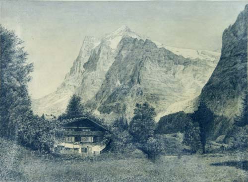  - Wetterhorn b/Grindelwald. Original Zeichnung signiert 'O. A. 1929'.