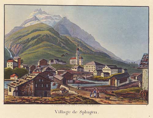 LEUTHOLD. - - (Ansicht von / Vue du:) Village de Splugen.