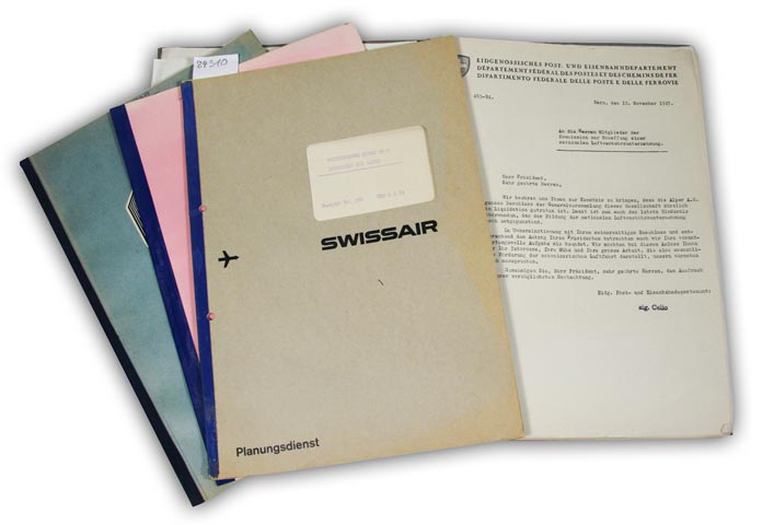  - Swissair. - Konvolut von Originaldokumenten der Swissair und der bernischen Alpar Flug- und Flugplatzgesellschaft aus den Jahren 1946 bis 1962.