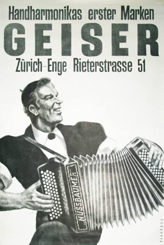  - Geiser - Handharmonikas erster Marken GEISER Zrich-Enge Rieterstrasse 51. Signiert W.O.