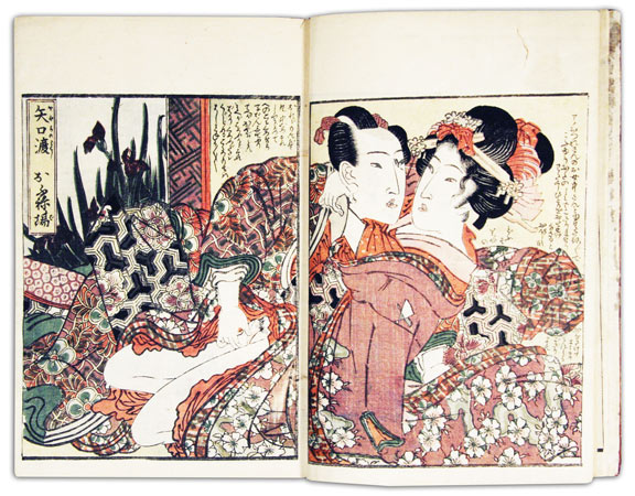  - Shunga. - Erotic color woodblock print book (Enpon) from 19th c. Japan.