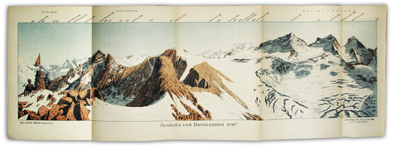 BRUN, Hans: - Ausblick vom Dossenhorn 3140 m. (Aus: Beilagen. .Jahrbuch S.A.C. 30. Jhrg.).