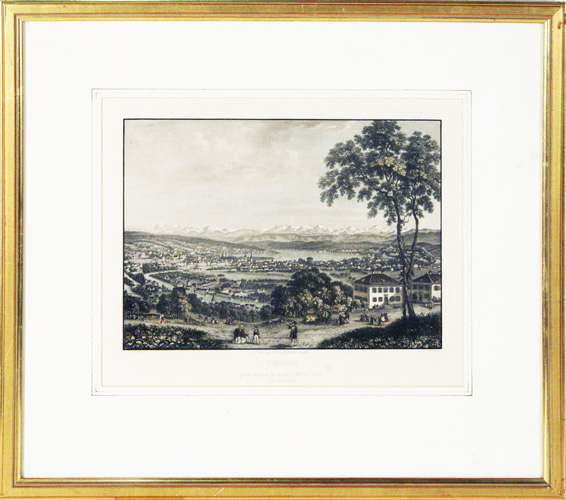 WINTERLIN (del.) & WEBER, L. (sc.): - Zurich. Prise depuis la Weid, ct du Nord. - Gravure sur acier originale.