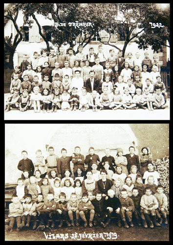 BRANDT DE TREMEUR, Alphonse (photographe): - Brandt de Tremeur. Classes d'cole, Vilars, 25 fvrier 1919 / 1922. - 2 photographies originales.