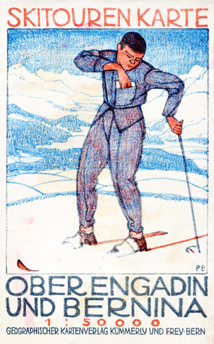  - Oberengadin und Bernina. Skitouren Karte. 1:50000.