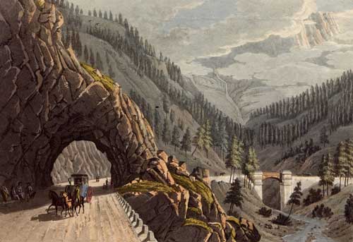 LORY fils / ACKERMANN, R.: - View of the Gallery & Bridge of the Ganther.