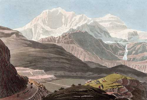 LORY fils / ACKERMANN, R.: - View of the Site of the Monastery of the Simplon, & of Mont Rosa.