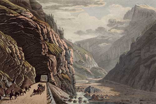 LORY pre/ ACKERMANN, R.: - View of the exterior of the Gallery of Algaby.