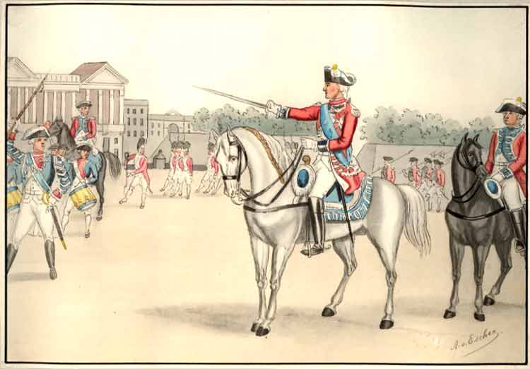 Escher, Albert d' - Franzsischer Dienst. 3. Service de France. Comte d'Artois, Colonel Gnral des Rgiments Suisses. 1770.