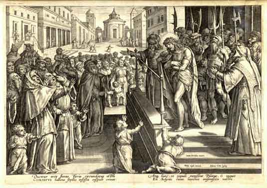 Coll, Adria - Ducitur ecce foras Tyrio circundatus ostro Christus habens septos infesta cuspide crines. Ioan Strada muen, Ph. Gallexcud, Adria Coll sculp. Gravure orig.