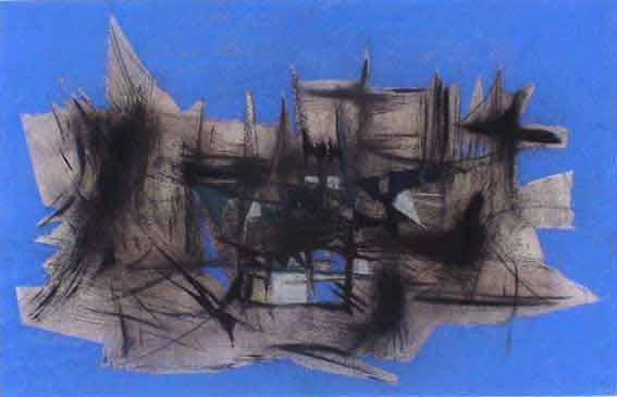 Patrice, P., - Kreide,  Original Bild Signiert Bild: 31x49 in Passepartout 59x70: Pastel originale sign: Patrice. s.d. vers 1948-49. Ref: Pierre Courthion, Patrice. P. Galerie D'Orsay. 1954.  (1944 - premiers Pastel 1948, peintures  l'huile 1951, aquarelles 1953).