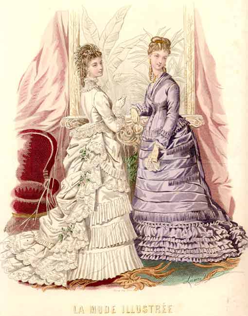 Noel, Laure - La Mode illustre 1875, Nr.40, Bureaux du Journal, 56 rue Jacob, Paris. Toilettes de Mme. Maury. Auteur Laure Noel, 1 Feuille 26.8x36.8 cm.