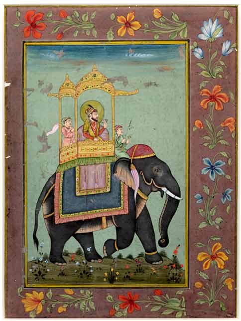  - Handgemaltes indisches Motiv mit Elefant. lephant miniature Indien,