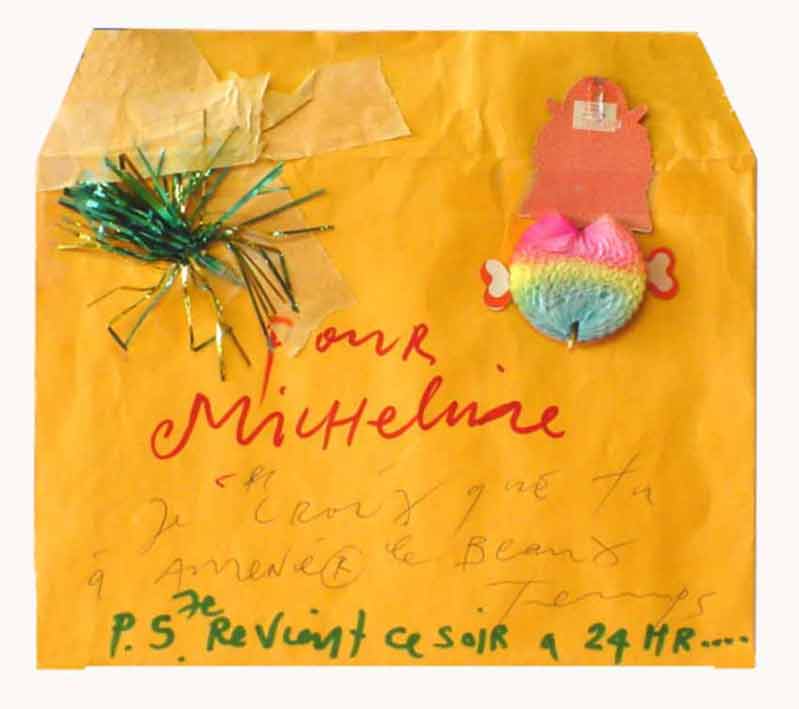 TINGUELY, Jean: - (Lettre)  Enveloppe originale seul de Jean  Micheline. .
