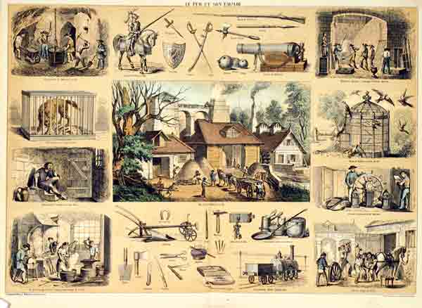  - Le fer et son emploi. Avec 9 ff de texte explicatif, tir de: DELBRCK, Jules: Les rcrations instructives ca. 1860. Lithographie originale en couleurs par BELIN & BETHMONT.