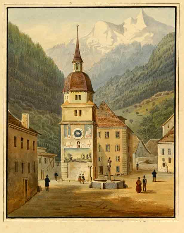 CICERI, Eugne (1813-1890).: - Altorf. - Tour de Gessler  Altorf.