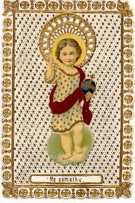  - Image pieuse / Holy card /Andachtsbildchen. Enfant Jsus / child Jesus. Czech language. On verso dated 1888.  
