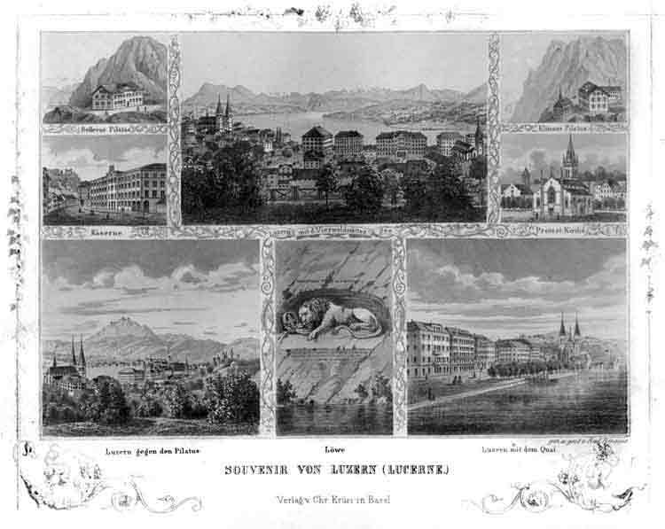 RINGGER, Rud.: - Souvenir von Luzern. (8 Abbildungen auf 1 Blatt).