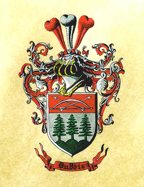  - DuBois. - Handgemalte Wappen des Geschlechts / Armoiries peintes de la famille 'DuBois'.