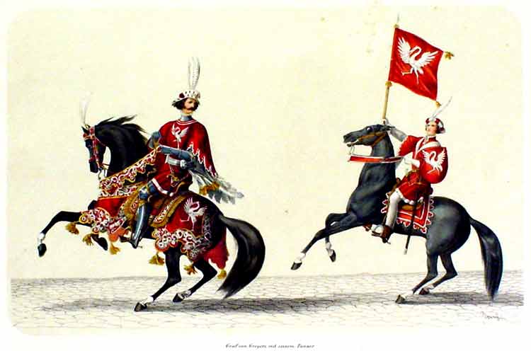JENNY H.: - Historischer (Fest-). Graf v. Greyerz mit seinem Panner. Aus: Festalbum Historischer  Zug. -  Fest-Album Feier des Eintritts Berns. Tafel 48.    
