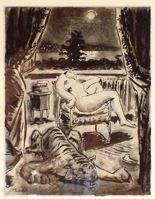 Denzler, Ernst - Ernst Denzler, Maler, Zeichner, Radierer. 'Mondnacht'  Aquatinta Radierung, limitierte Ausgabe 30 Stck Signiert und numeriert 5/30. Bild 20.5x15.5 cm, unter Passepartout und Glass im Silberrahmen 47x56 cm. + Buch 26x28.5 cm mit 170 Abbildngen. Hrsg. von Hans-Peter Boesch mit Texten von Hermann Villger und Peter Ziegler. Num. Ex. II (2) mit dem orig. -Lithogr. Signiert. (gerahmt).