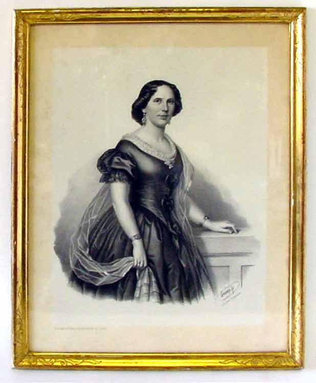 Grimminger - Portrait einer Frau, Lithographie, gerahmt unter Glas (Berner Goldrahmen), 38x50 cm. Druck v. Ruff und Hofer, Zrich.